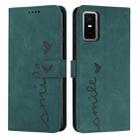 For Infinix GT 30 Pro Skin Feel Heart Embossed Leather Phone Case with Long Lanyard(Green) - 1