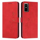 For Infinix GT 30 Pro Skin Feel Heart Embossed Leather Phone Case with Long Lanyard(Red) - 1