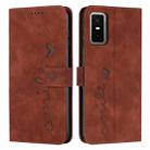 For Infinix GT 30 Pro Skin Feel Heart Embossed Leather Phone Case with Long Lanyard(Brown) - 1