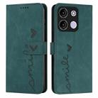 For itel A60s Skin Feel Heart Embossed Leather Phone Case with Long Lanyard(Green) - 1