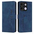 For itel A60s Skin Feel Heart Embossed Leather Phone Case with Long Lanyard(Blue) - 1