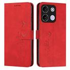 For itel A60s Skin Feel Heart Embossed Leather Phone Case with Long Lanyard(Red) - 1