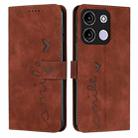 For itel A60s Skin Feel Heart Embossed Leather Phone Case with Long Lanyard(Brown) - 1