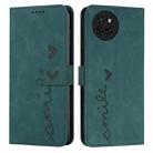 For itel S23 Skin Feel Heart Embossed Leather Phone Case with Long Lanyard(Green) - 1