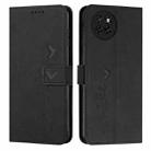 For itel S23 Skin Feel Heart Embossed Leather Phone Case with Long Lanyard(Black) - 1