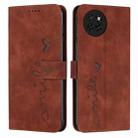 For itel S23 Skin Feel Heart Embossed Leather Phone Case with Long Lanyard(Brown) - 1