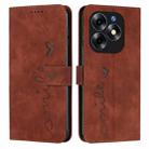 For itel S23+ Skin Feel Heart Embossed Leather Phone Case with Long Lanyard(Brown) - 1