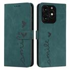 For itel A70 Skin Feel Heart Embossed Leather Phone Case with Long Lanyard(Green) - 1