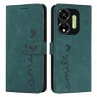 For itel P55 5G Skin Feel Heart Embossed Leather Phone Case with Long Lanyard(Green) - 1