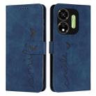 For itel P55 5G Skin Feel Heart Embossed Leather Phone Case with Long Lanyard(Blue) - 1