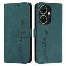 For itel P55+ Skin Feel Heart Embossed Leather Phone Case with Long Lanyard(Green) - 1