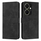 For itel P55+ Skin Feel Heart Embossed Leather Phone Case with Long Lanyard(Black) - 1