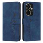 For itel P55+ Skin Feel Heart Embossed Leather Phone Case with Long Lanyard(Blue) - 1