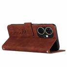 For itel P55+ Skin Feel Heart Embossed Leather Phone Case with Long Lanyard(Brown) - 3