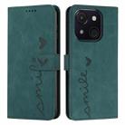 For itel A50C Skin Feel Heart Embossed Leather Phone Case with Long Lanyard(Green) - 1