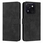 For itel A50C Skin Feel Heart Embossed Leather Phone Case with Long Lanyard(Black) - 1