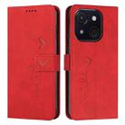 For itel A50C Skin Feel Heart Embossed Leather Phone Case with Long Lanyard(Red) - 1