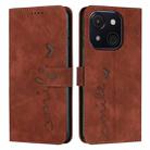 For itel A50C Skin Feel Heart Embossed Leather Phone Case with Long Lanyard(Brown) - 1