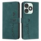 For itel A50 Skin Feel Heart Embossed Leather Phone Case with Long Lanyard(Green) - 1