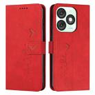 For itel A50 Skin Feel Heart Embossed Leather Phone Case with Long Lanyard(Red) - 1