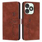 For itel A50 Skin Feel Heart Embossed Leather Phone Case with Long Lanyard(Brown) - 1