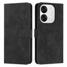 For itel A80 Skin Feel Heart Embossed Leather Phone Case with Long Lanyard(Black) - 1