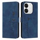 For itel A80 Skin Feel Heart Embossed Leather Phone Case with Long Lanyard(Blue) - 1