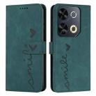 For itel P65 Skin Feel Heart Embossed Leather Phone Case with Long Lanyard(Green) - 1