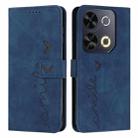 For itel P65 Skin Feel Heart Embossed Leather Phone Case with Long Lanyard(Blue) - 1