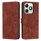 For itel A90 4G Skin Feel Heart Embossed Leather Phone Case with Long Lanyard(Brown) - 1