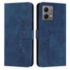 For Motorola Edge 40 Neo Skin Feel Heart Embossed Leather Phone Case with Long Lanyard(Blue) - 1