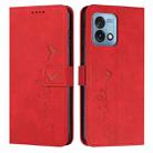 For Motorola Moto G Stylus 4G 2023 Skin Feel Heart Embossed Leather Phone Case with Long Lanyard(Red) - 1