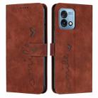 For Motorola Moto G Stylus 4G 2023 Skin Feel Heart Embossed Leather Phone Case with Long Lanyard(Brown) - 1