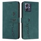 For Motorola Moto G54 Skin Feel Heart Embossed Leather Phone Case with Long Lanyard(Green) - 1