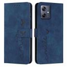 For Motorola Moto G54 Skin Feel Heart Embossed Leather Phone Case with Long Lanyard(Blue) - 1