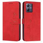 For Motorola Moto G54 Skin Feel Heart Embossed Leather Phone Case with Long Lanyard(Red) - 1