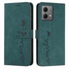 For Motorola Moto G84 Skin Feel Heart Embossed Leather Phone Case with Long Lanyard(Green) - 1