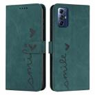 For Motorola Moto G Play 2024 Skin Feel Heart Embossed Leather Phone Case with Long Lanyard(Green) - 1