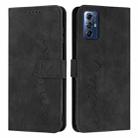 For Motorola Moto G Play 2024 Skin Feel Heart Embossed Leather Phone Case with Long Lanyard(Black) - 1