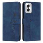 For Motorola Moto G Power 5G 2024 Skin Feel Heart Embossed Leather Phone Case with Long Lanyard(Blue) - 1