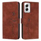 For Motorola Moto G Power 5G 2024 Skin Feel Heart Embossed Leather Phone Case with Long Lanyard(Brown) - 1