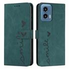 For Motorola Moto G Play 5G 2024 / G 5G 2024 Skin Feel Heart Embossed Leather Phone Case with Long Lanyard(Green) - 1