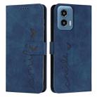 For Motorola Moto G Play 5G 2024 / G 5G 2024 Skin Feel Heart Embossed Leather Phone Case with Long Lanyard(Blue) - 1