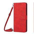 For Motorola Moto G Play 5G 2024 / G 5G 2024 Skin Feel Heart Embossed Leather Phone Case with Long Lanyard(Red) - 2