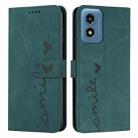 For Motorola Moto G04/G24 Skin Feel Heart Embossed Leather Phone Case with Long Lanyard(Green) - 1