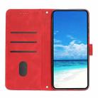 For Motorola Moto G34 5G Skin Feel Heart Embossed Leather Phone Case with Long Lanyard(Red) - 3