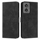 For Motorola Edge 50 Fusion Skin Feel Heart Embossed Leather Phone Case with Long Lanyard(Black) - 1