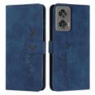 For Motorola Edge 50 Fusion Skin Feel Heart Embossed Leather Phone Case with Long Lanyard(Blue) - 1