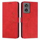 For Motorola Edge 50 Fusion Skin Feel Heart Embossed Leather Phone Case with Long Lanyard(Red) - 1