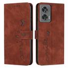 For Motorola Edge 50 Fusion Skin Feel Heart Embossed Leather Phone Case with Long Lanyard(Brown) - 1